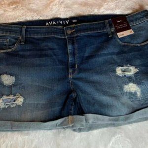 Ava & Viv Womens Blue Super Stretch Denim Shorts